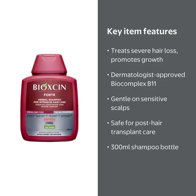 Bioxcin Forte Herbal Shampoo, Intensive Hair Loss Treatment, 300ml