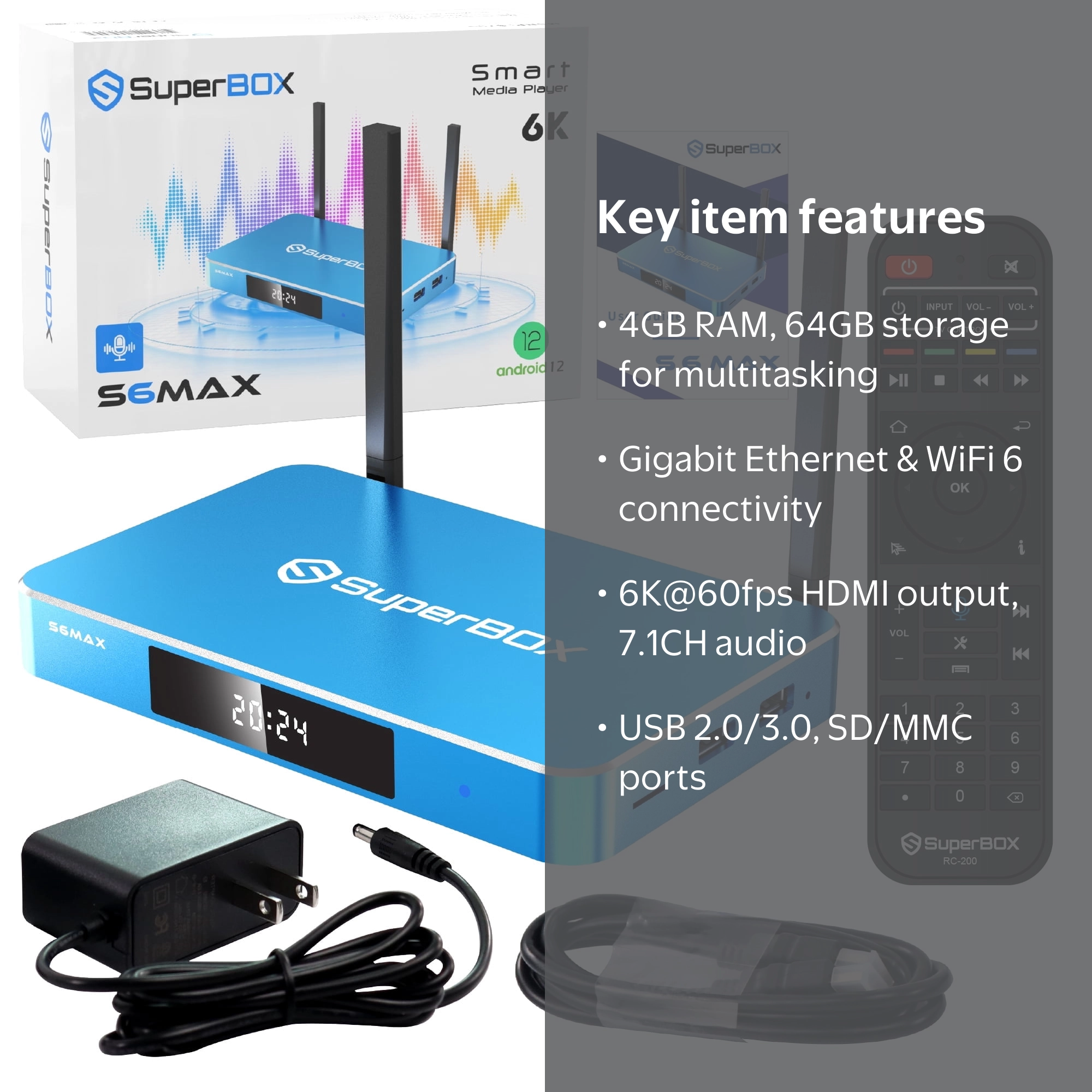 Besttop Superbox S5 Max Android 12 TV Box, 6K Ultra HD, WiFi