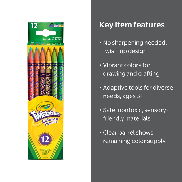 REVOL eClips ココット 6個セット Crayola, Twistables Colored Pencil Set, 12 Ct, Assorted Colors
