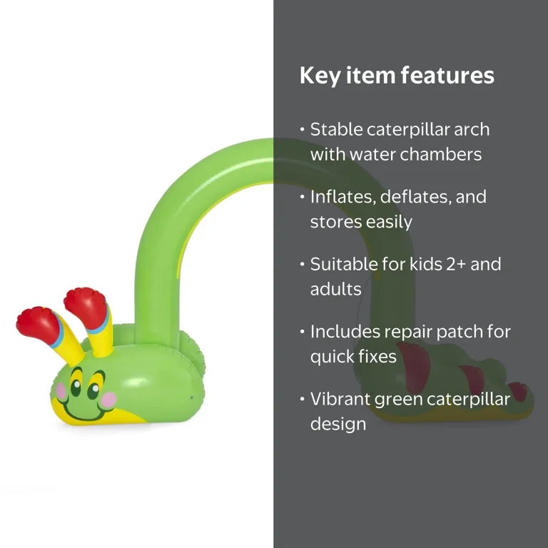 H2OGO! Jumbo Green Caterpillar Inflatable Outside Water Sprinkler