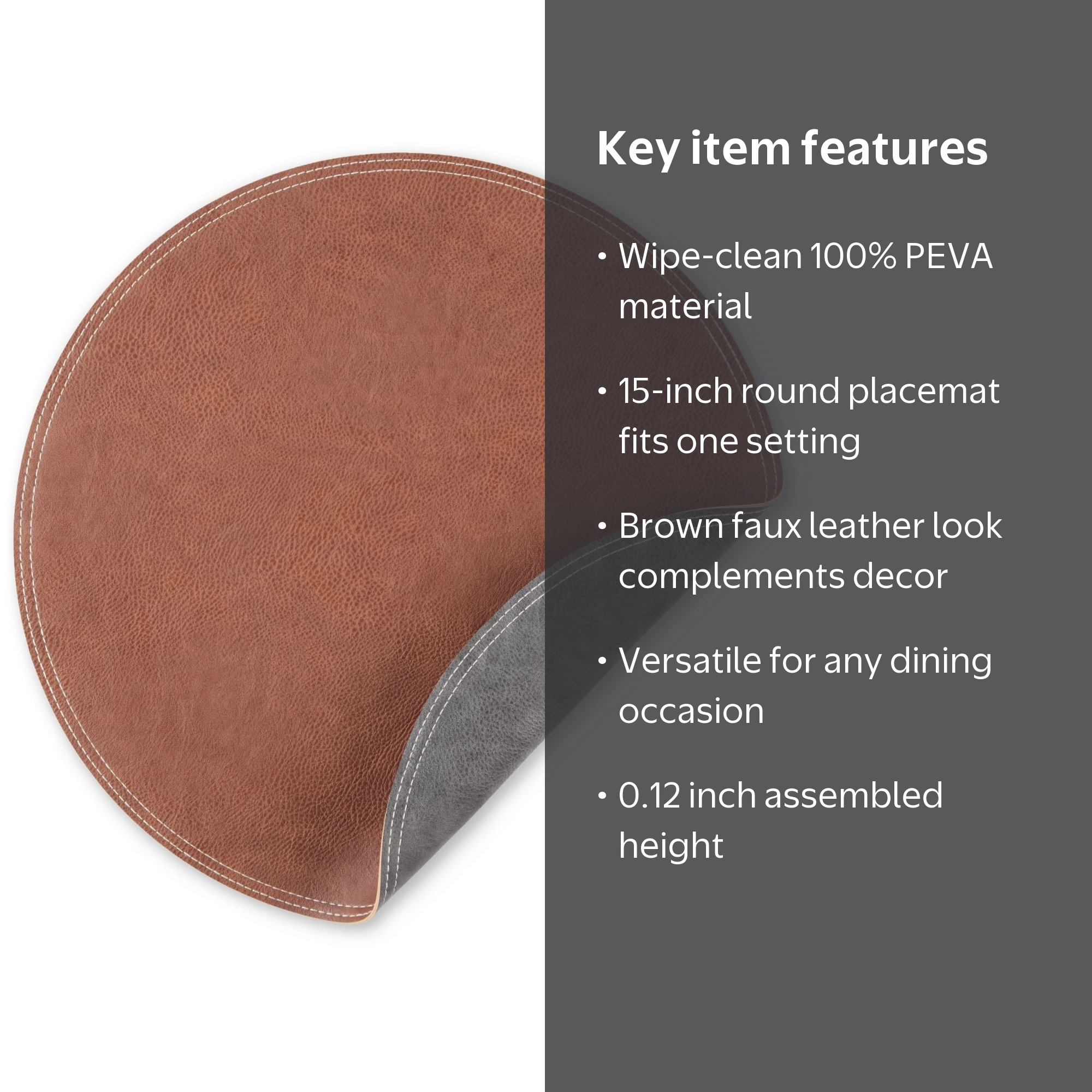 Better Homes & Gardens Persia Faux Leather Placemat, Brown, 15