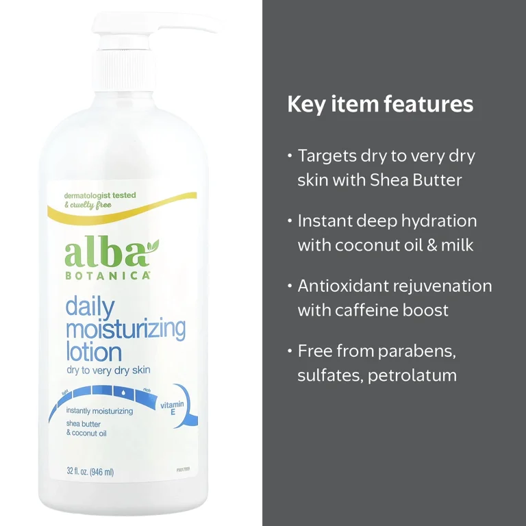 Alba Botanica Daily Moisturizing Lotion, 32 Oz, Shea and Coconut