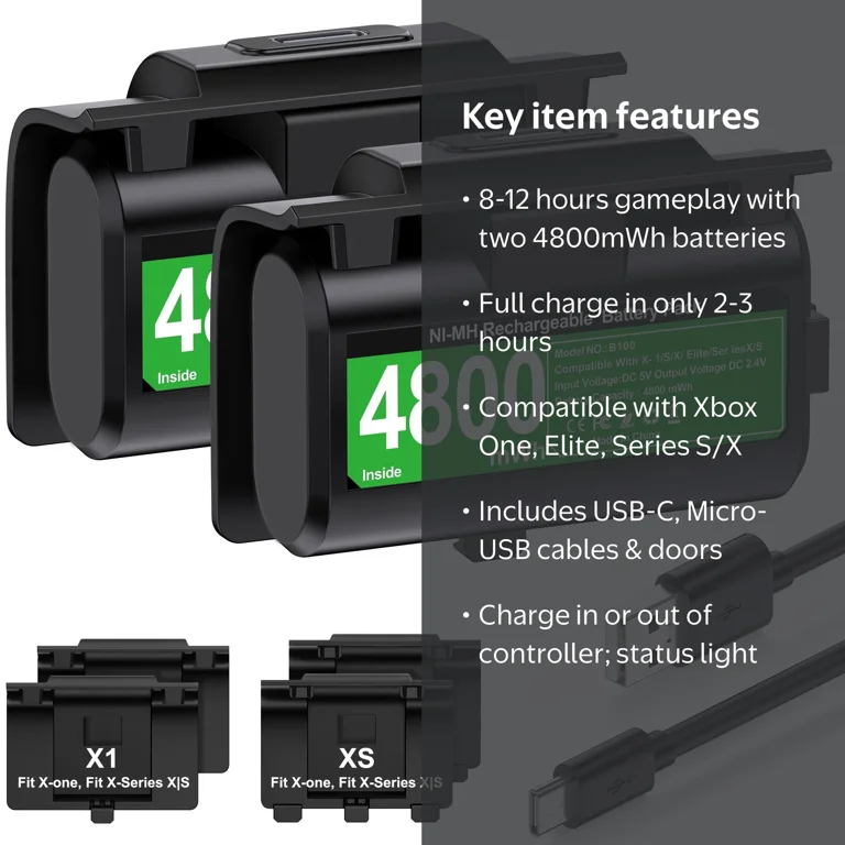 Venom Xbox Pack Double Batterie Rechargeable contrôleur - Blanc (Xbox Series X, Xbox Series S Venom Xbox Pack Double Batterie Rechargeable contrôleur - Blanc (Xbox Series X, Xbox Series S