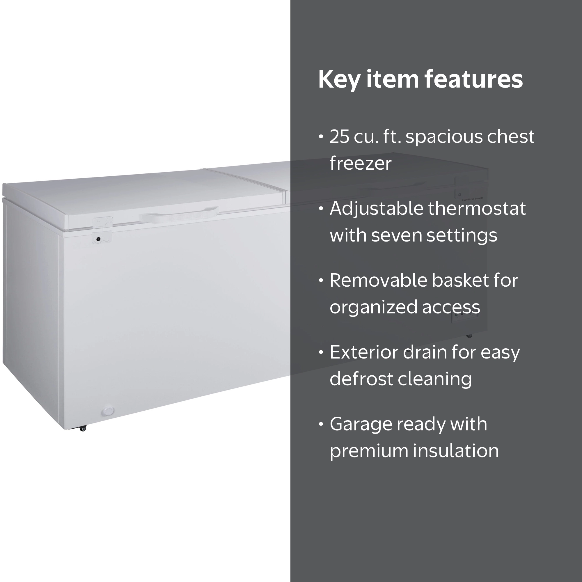 Hamilton Beach 25 cu. ft. Garage-Ready Chest Freezer, 2-Door Deep