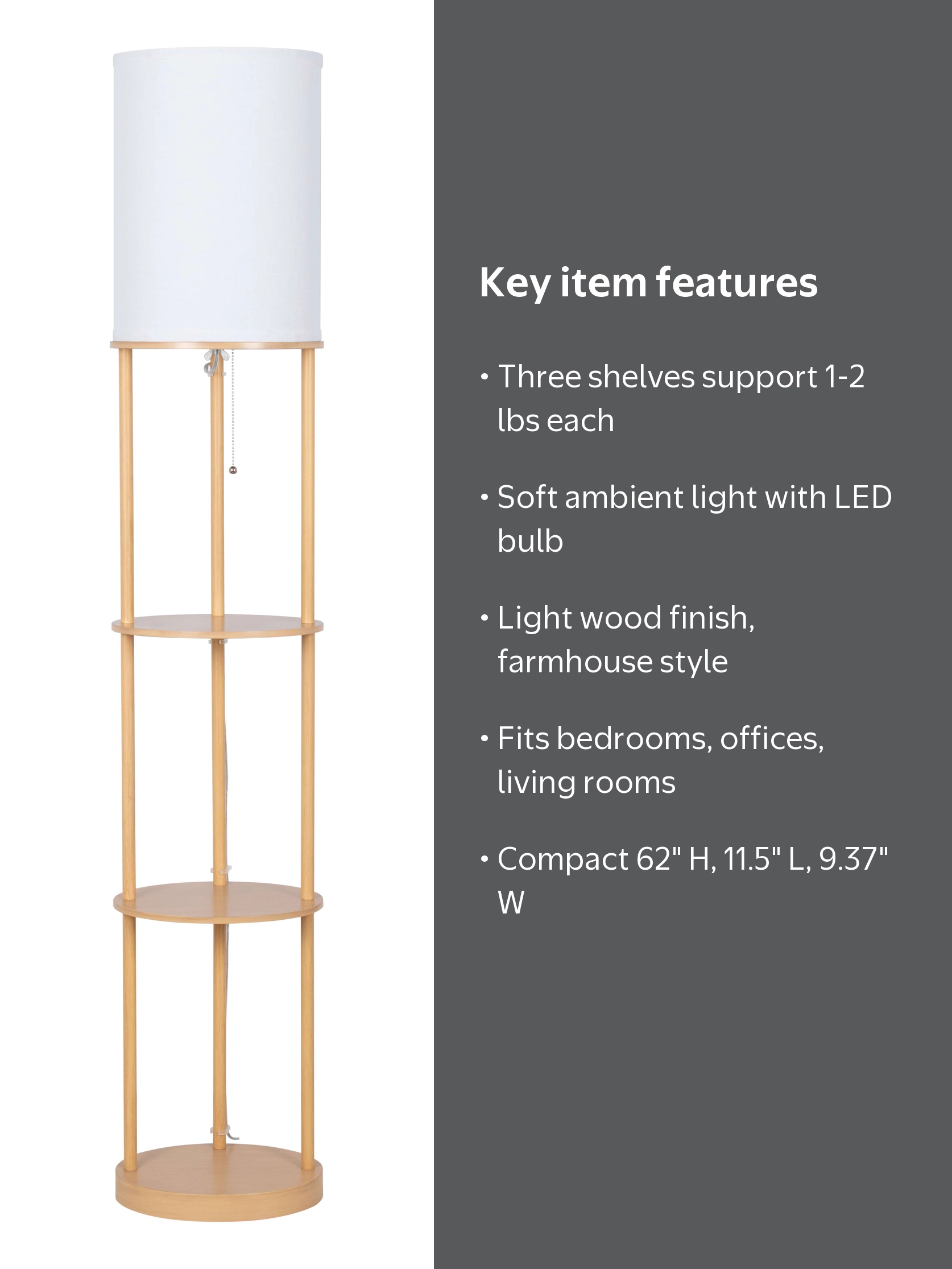 Free Shipping! Mainstays 62 in Farmhouse Light Wood Floor Lamp