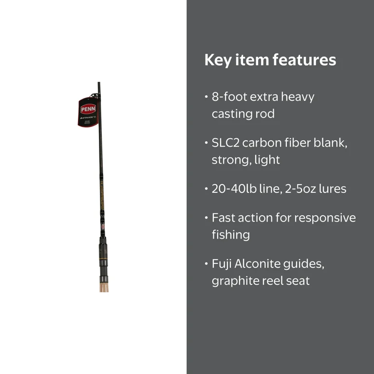 PENN Battalion™ II Inshore Spinning Rod, 8' Extra Heavy Fishing