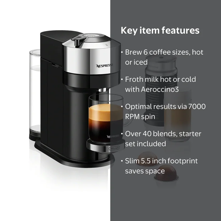 Nespresso By De'Longhi New Vertuo Next Premium Coffee and Espresso