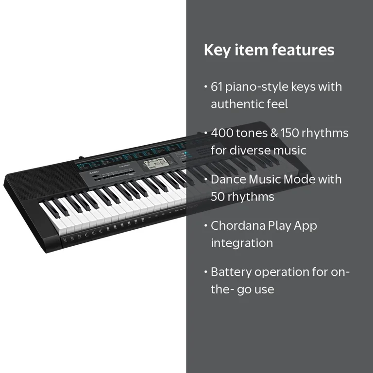 Casio CTK-2550 61 Key Portable Black Keyboard with App Integration