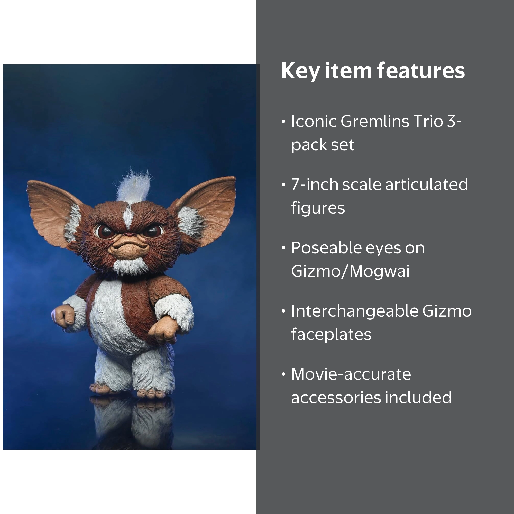 NECA Gremlins 40th Evolution 3pk Figures Gizmo Mogwai Stripe