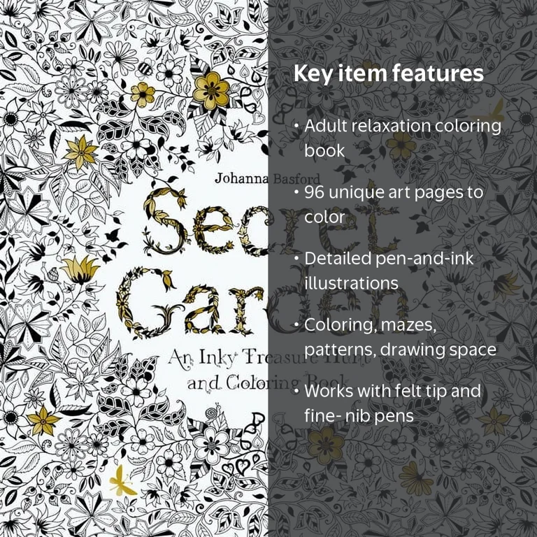 Johanna Basford, Secret Garden Inky Treasure Hunt, 96 Pages