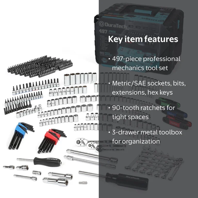 DuraTech, Mechanics Tool Set, SAE and Metric, 497 Pieces - Walmart.com