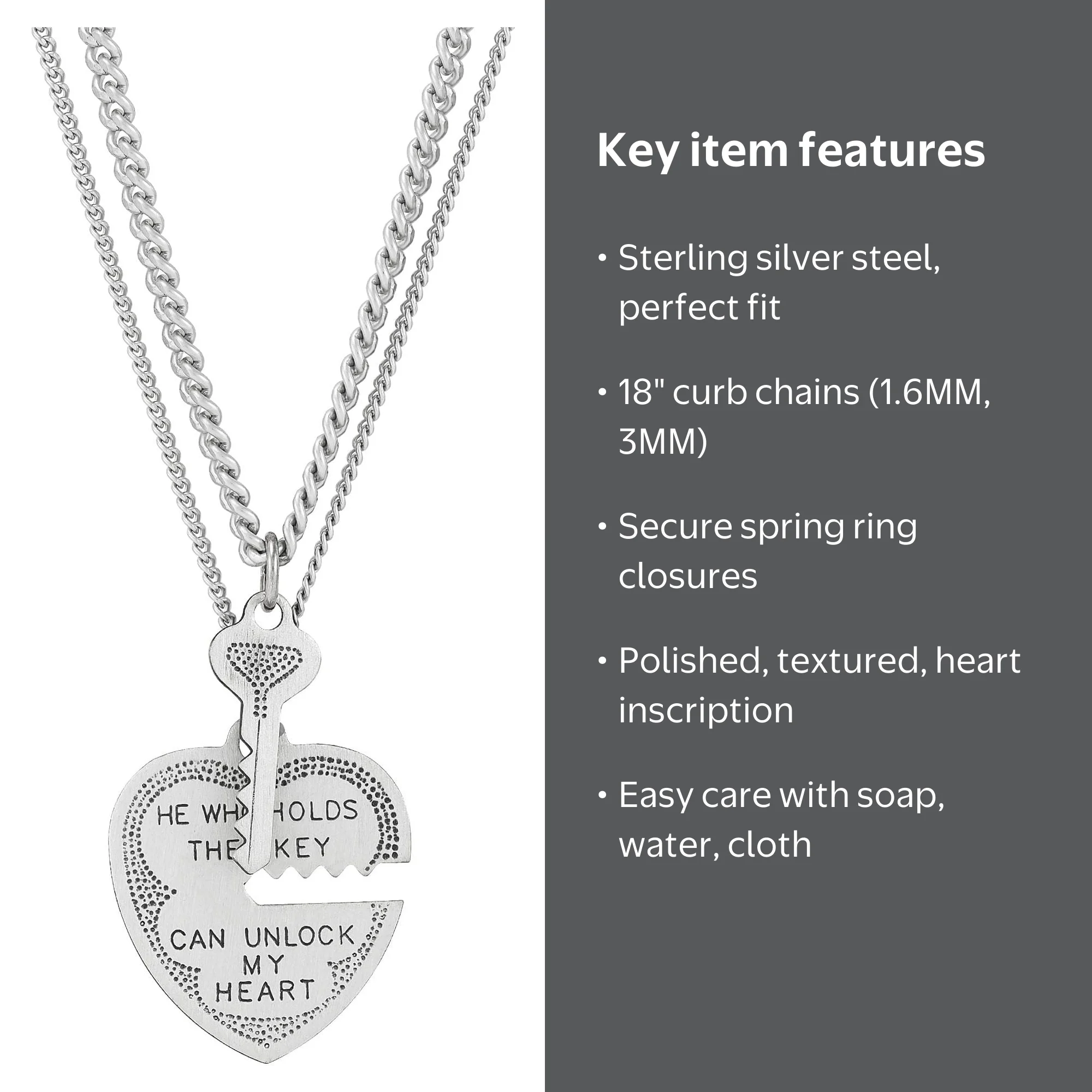Brilliance Fine Jewelry Sterling Silver Breakable Heart Key