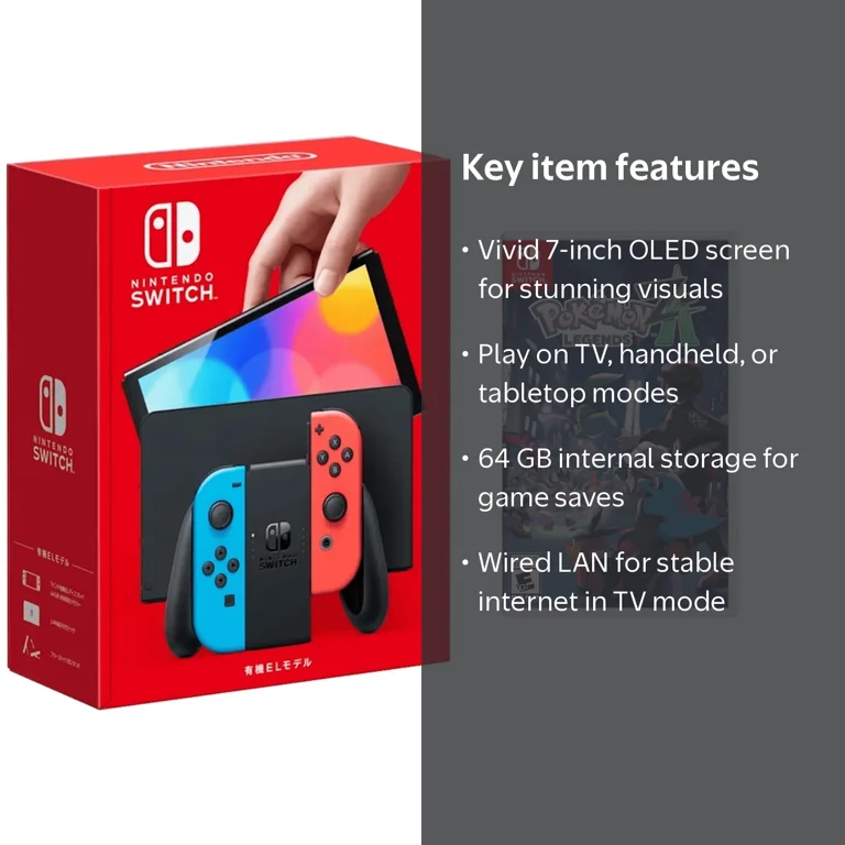 Nintendo Switch OLED Neon with Pokemon Legends: Z-A Bundle(Region
