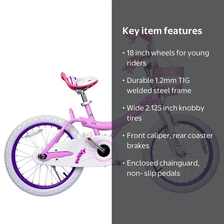 Royal Baby, Girl's Bicycle, 18 inch Pink Kids Bike with Kickstand