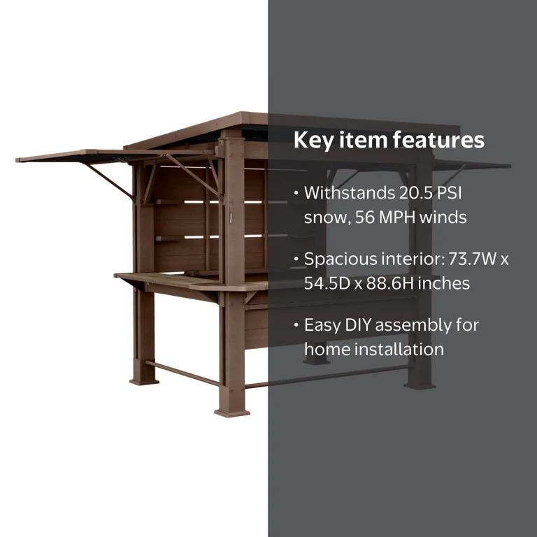 Signature 6x7 Patio Gazebo Bar with Awning Kit – Ideal for Outdoor