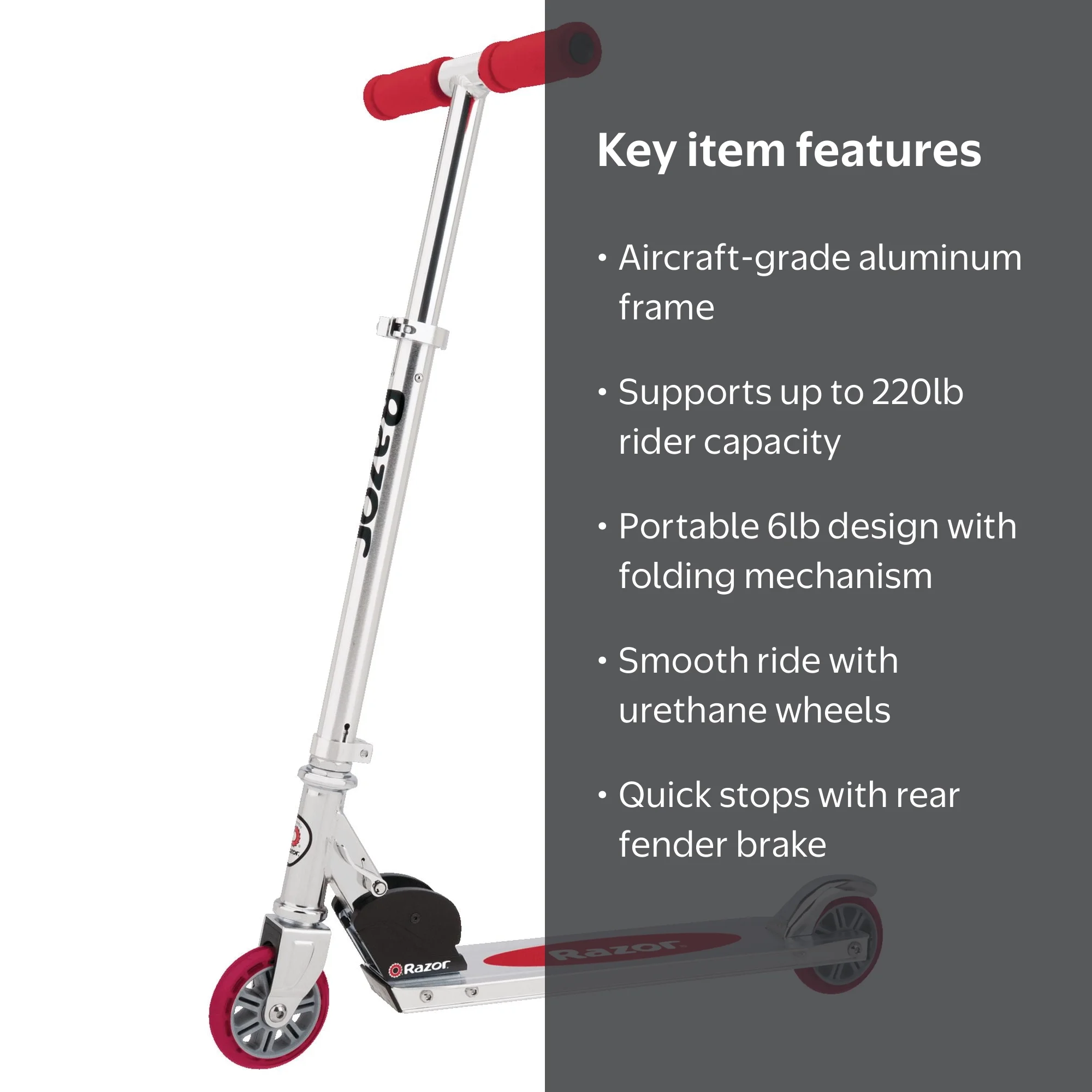 Razor Kick Scooter with Aluminum Lightweights, Folding Mechanism