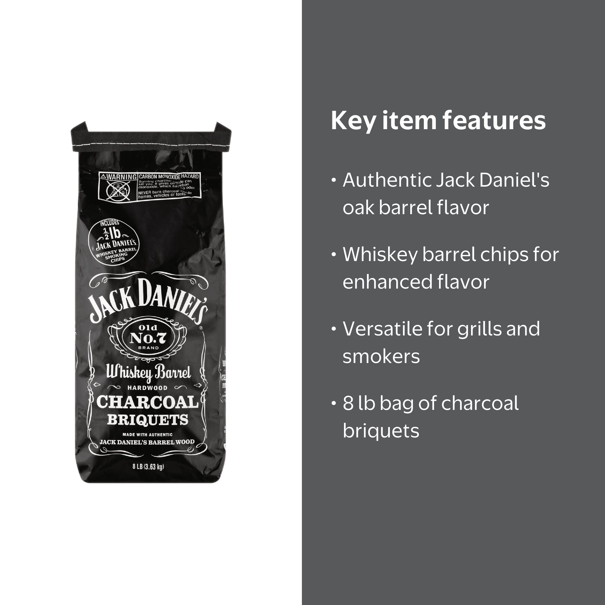 Jack Daniel's, All Natural Whiskey Barrel Charcoal Briquettes, 8