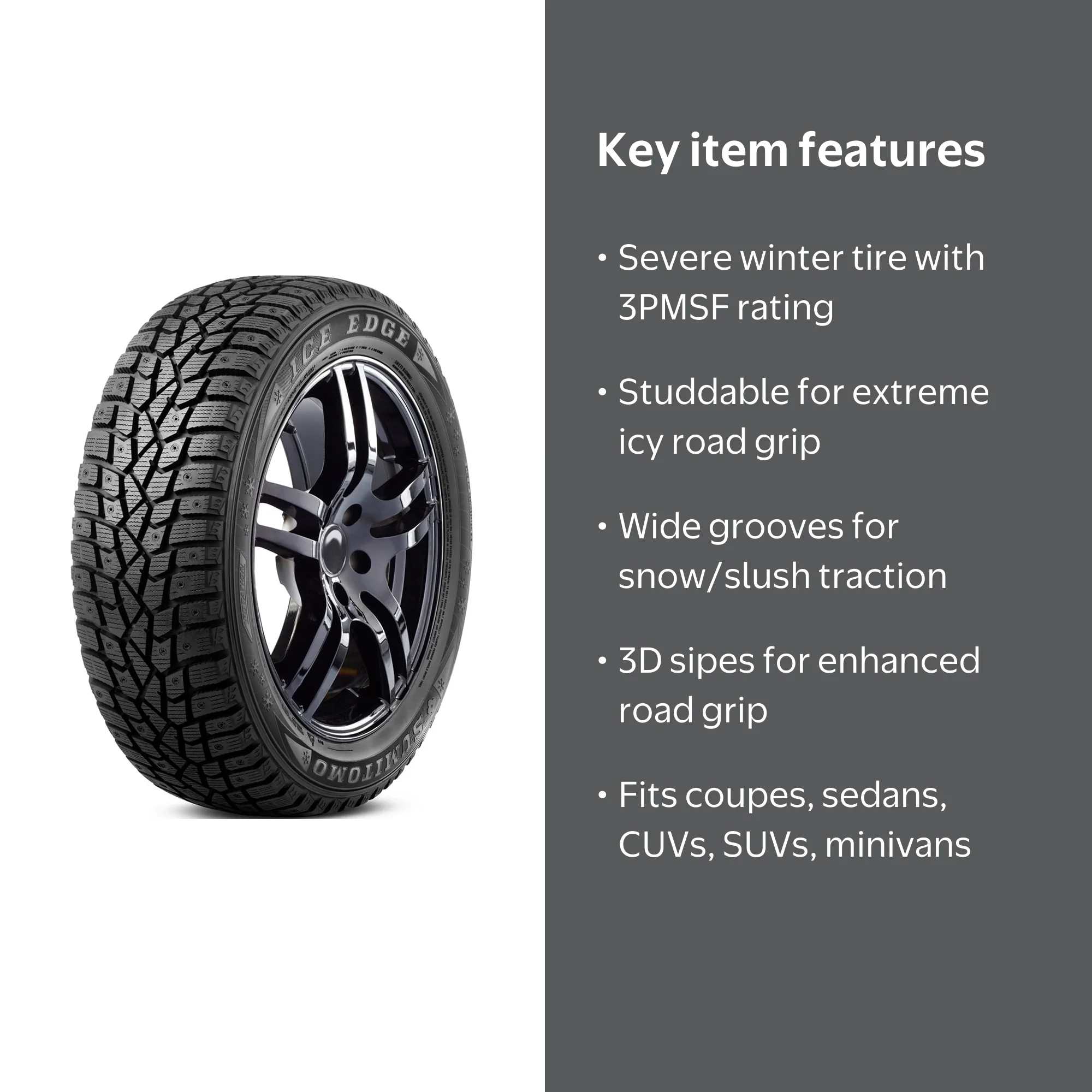 Sumitomo, Ice Edge Winter Tire, 205/55R16 91T, Snow Grip - Walmart.com