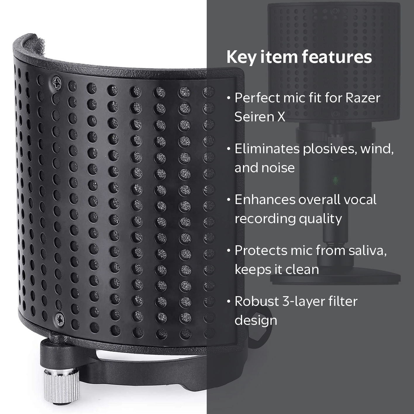 Seiren X Mic Pop Filter - Three Layers Filter Microphone Wind Pop