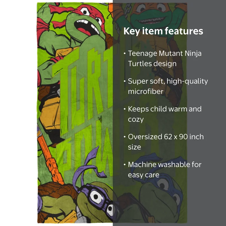 Nickelodeon Teenage Mutant Ninja Turtles Kids Blanket, Microfiber