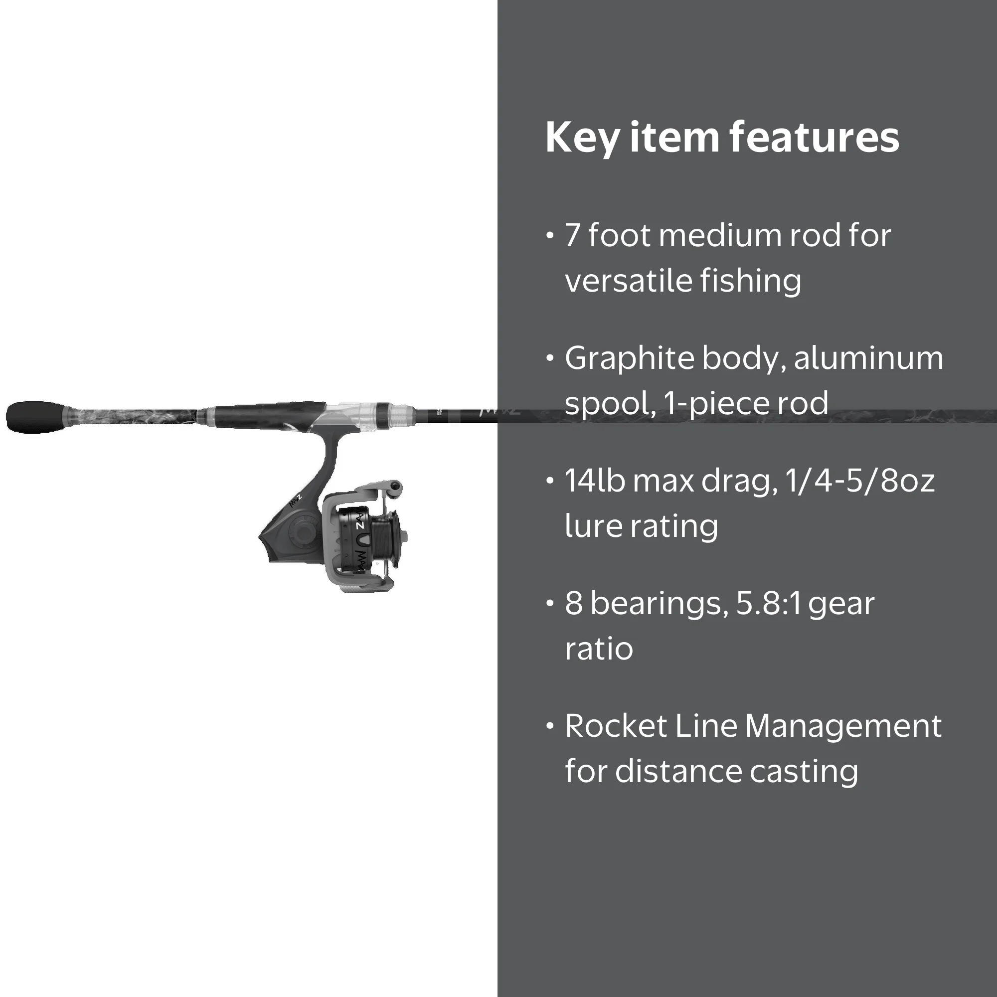 Abu Garcia Max Z 7' Lightweight Fishing Rod and Reel Spinning