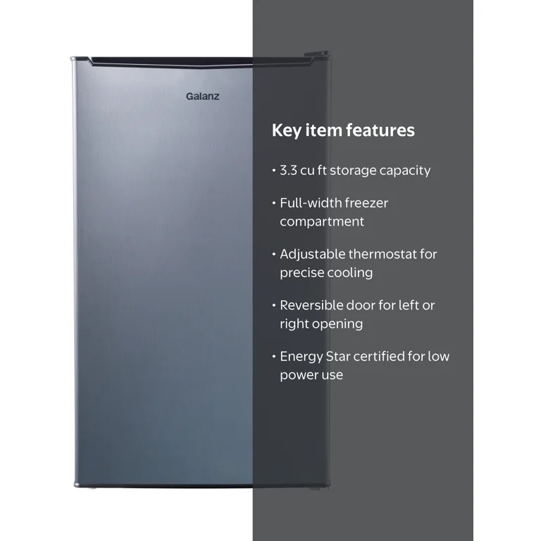 ■mini Galanz 3.3 Cu ft Compact One Door Mini Fridge, Estar Certified