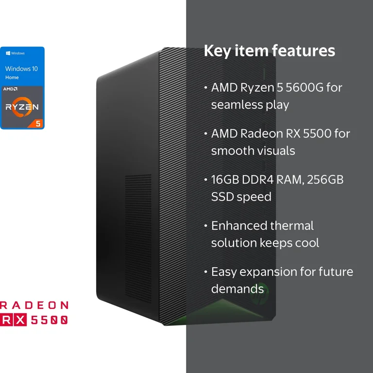 HP Pavilion TG01 Prebuilt Gaming Tower, AMD Ryzen 5 5600G, 16GB