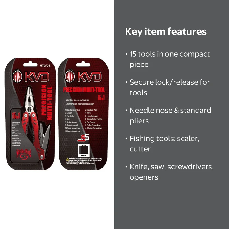 Strike King KVD Precision Multi-Tools 15 Piece Pack with Pliers