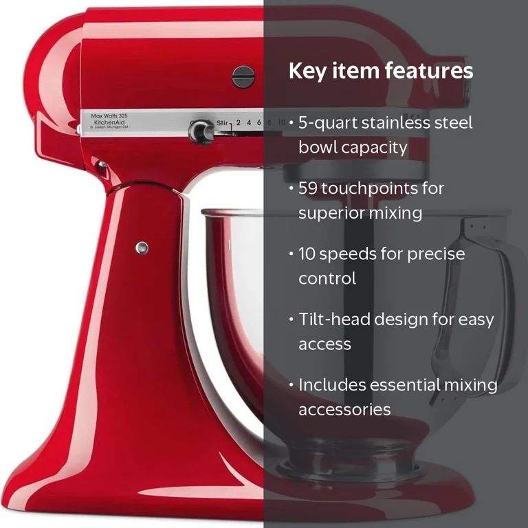 KitchenAid, Artisan Series Tilt Head Stand Mixer, Passion Red