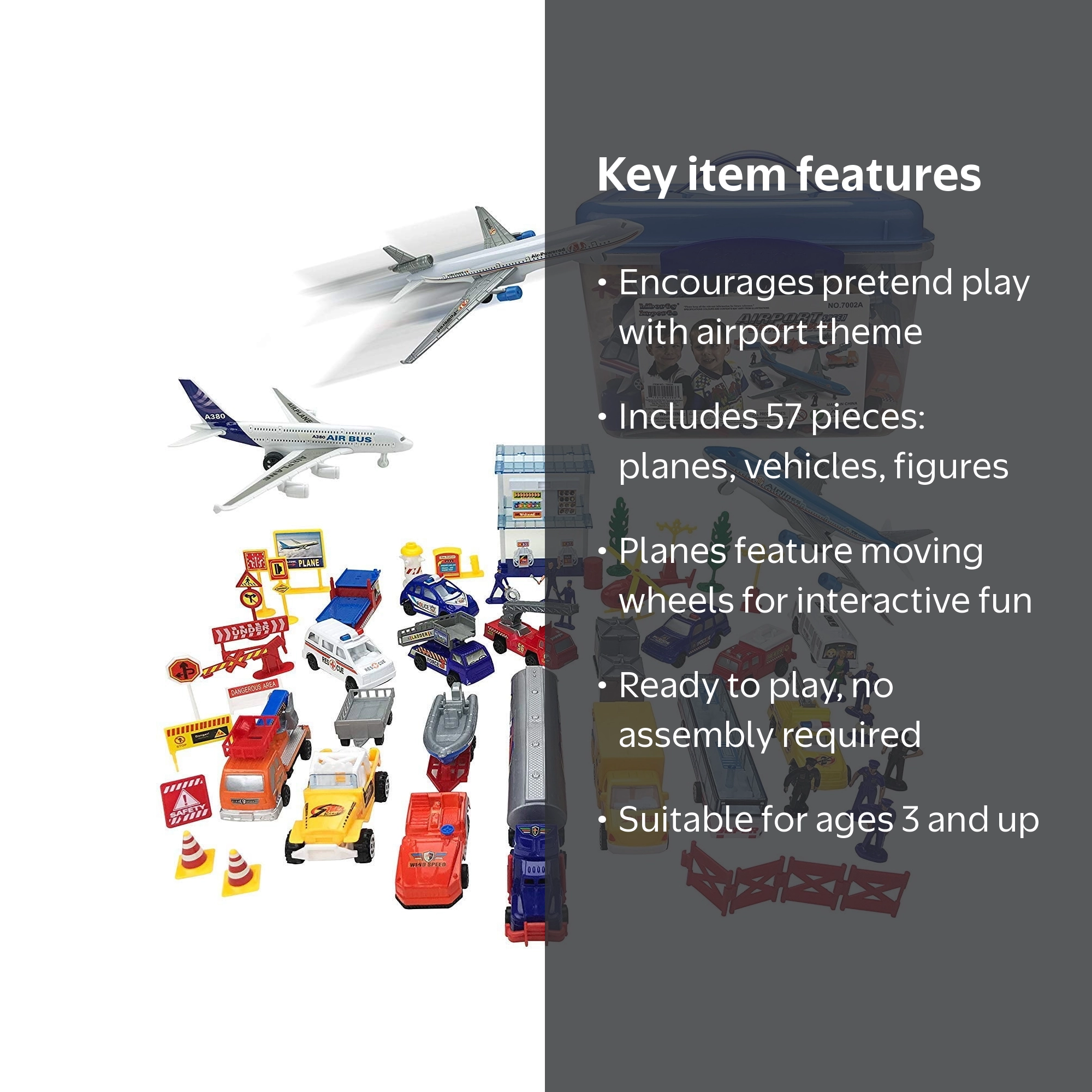 Free Shipping! Kids Airport Playset 57-Piece PS02A Shop All Car