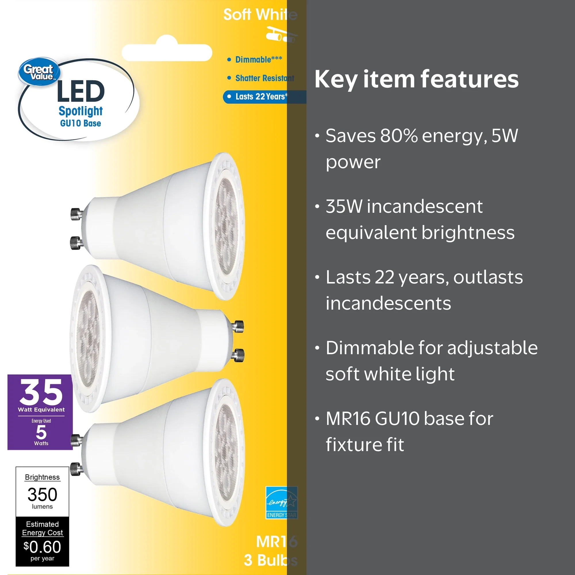 Faryeson GU10 LED Light Bulbs – 12-Pack, 5W, 5000K Daylight, 700 Lumens, 110° Flood Beam, Non-Dimmable, Replaces 60W Halogen