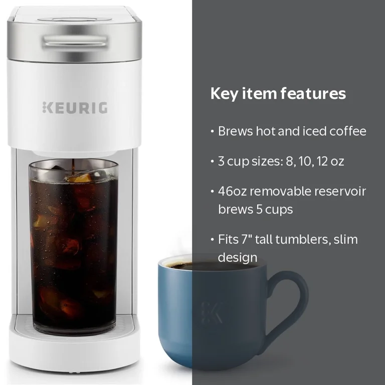 Keurig K-Iced Plus - White Coffee Maker, Brew Over Ice, 3 Cup