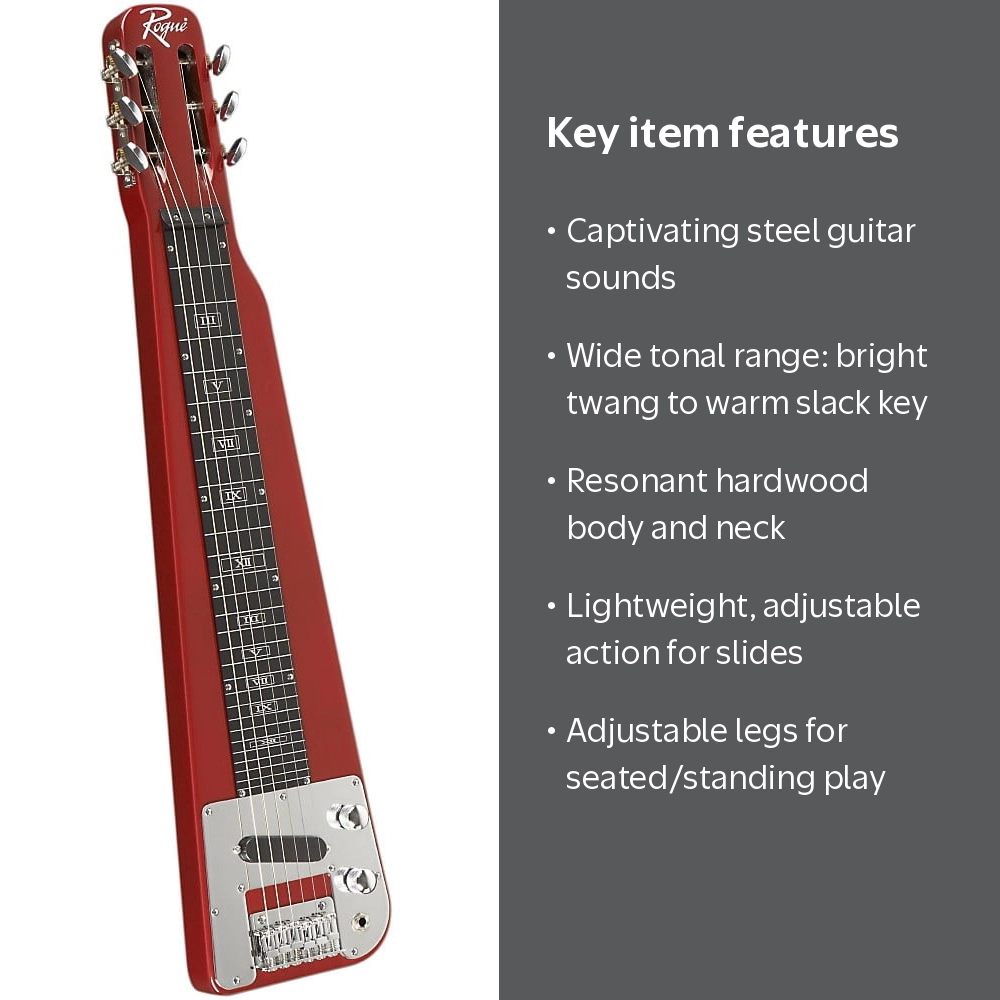 Rogue RLS-1 Lap Steel Guitar, Metallic Red with Stand, Gig Bag and