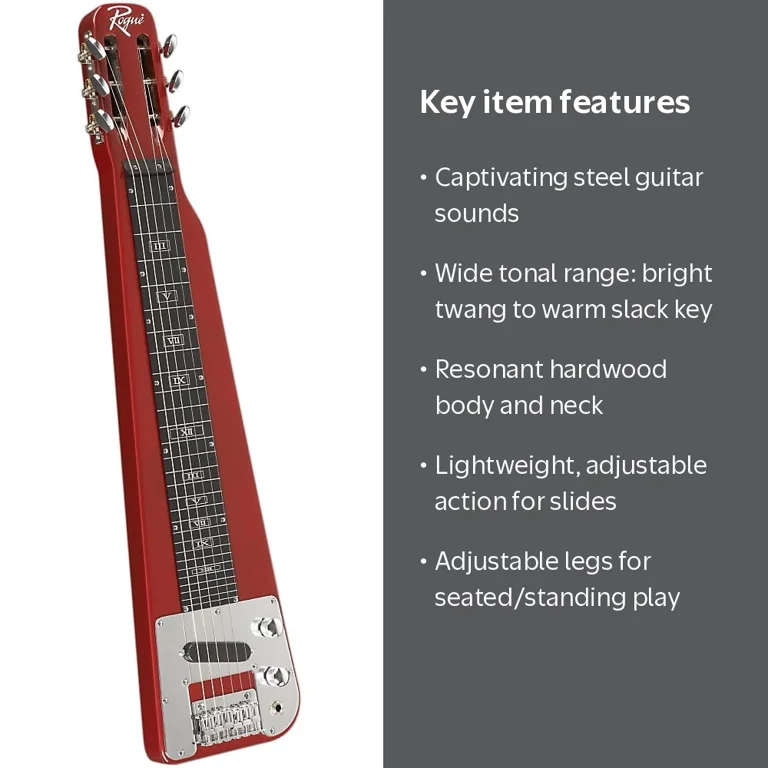 Rogue RLS-1 Lap Steel Guitar, Metallic Red with Stand, Gig Bag and