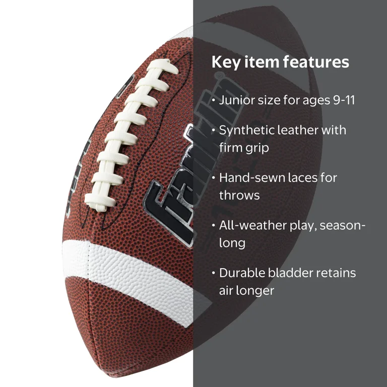 Franklin Sports Junior Size Football, Grip Rite 1000, PVC, Durable