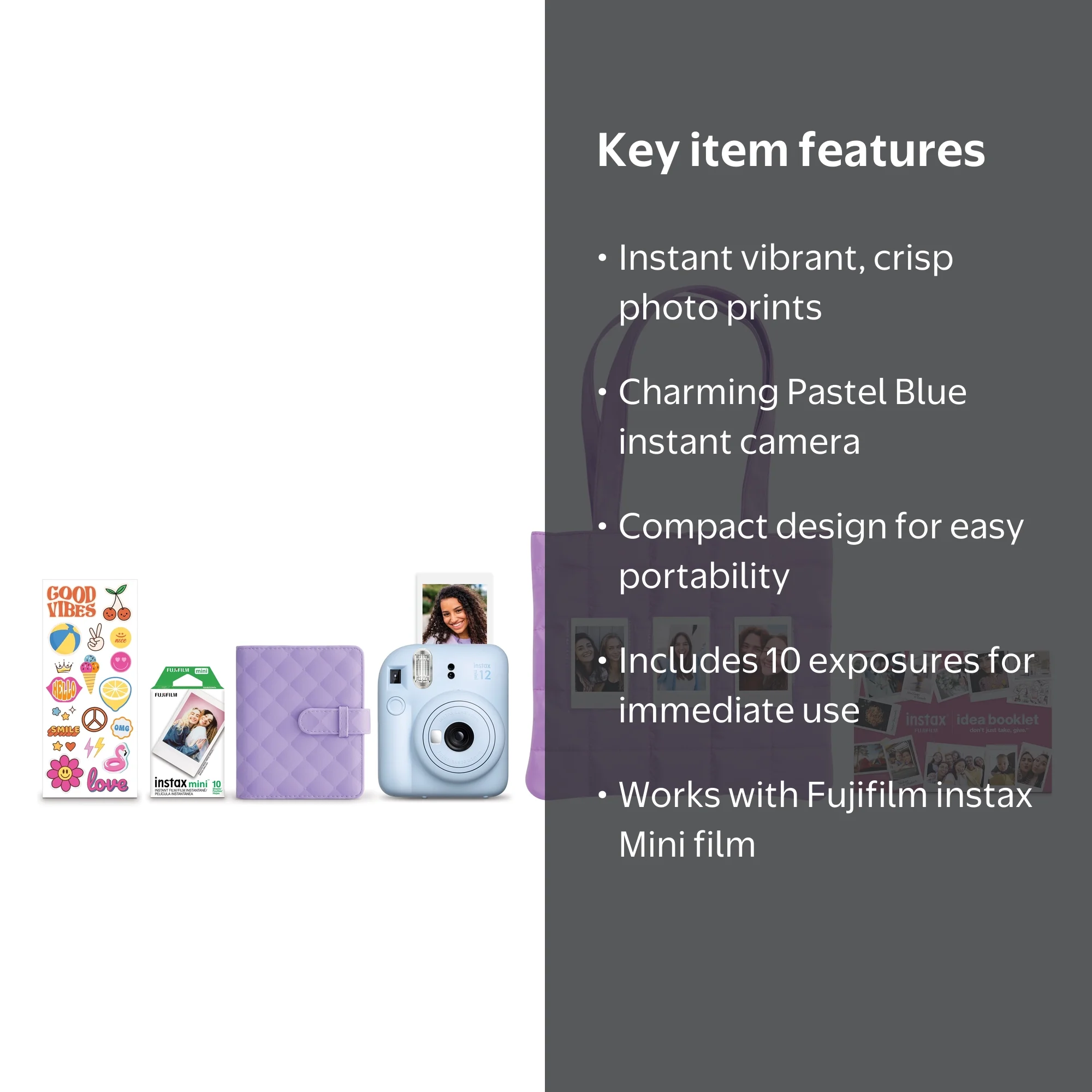 Fujifilm Mini 12 Holiday Bundle 2025, Includes Camera, 10 Film