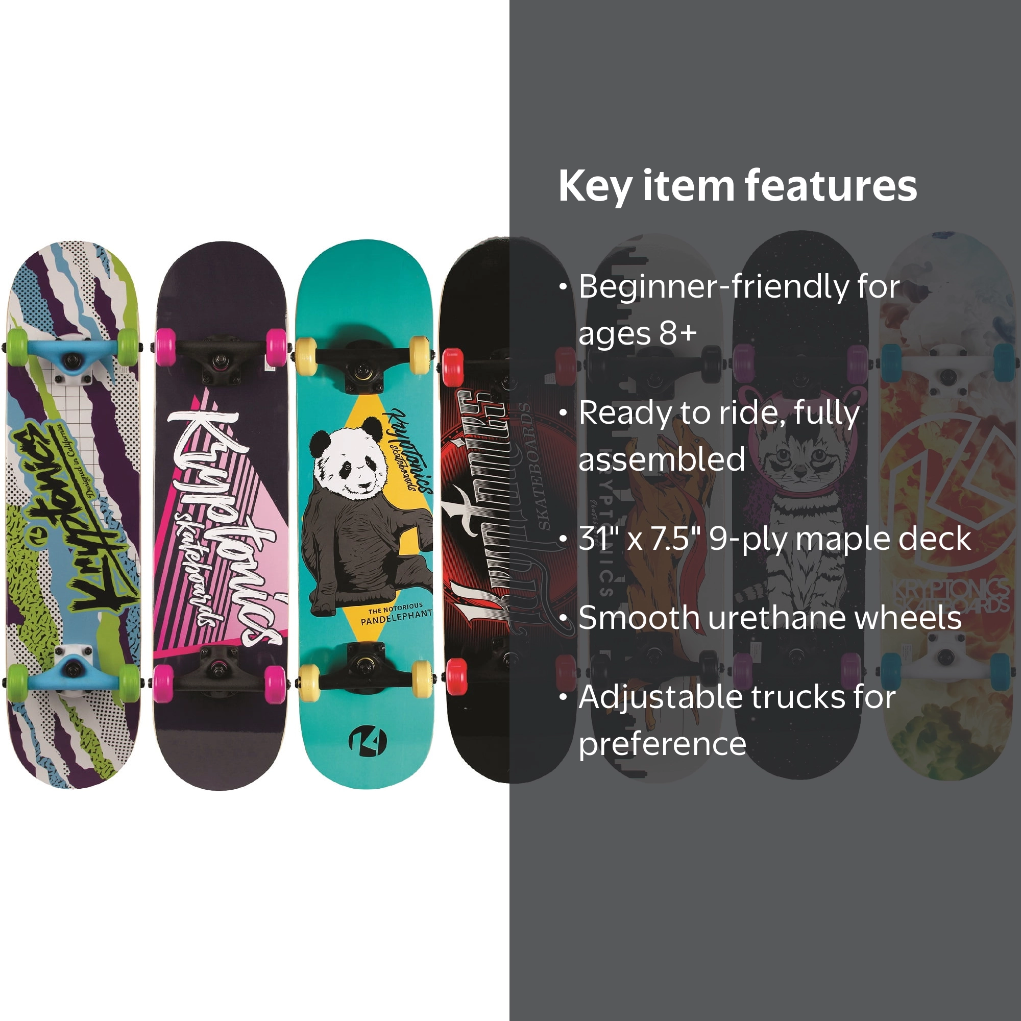 Kryptonics Recruit Complete Skateboard - 31 x 7.5 - Walmart.com