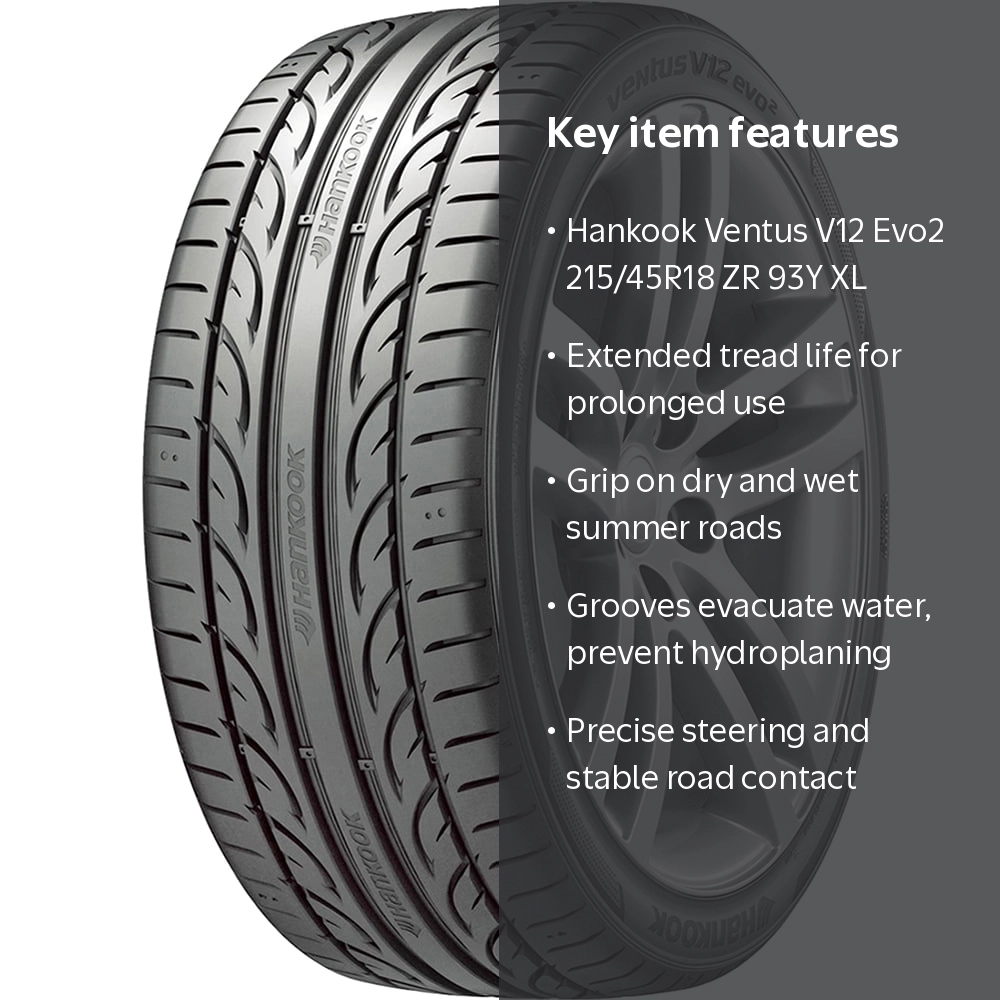 Hankook Ventus V12 Evo2 215/45R18 ZR 93Y XL High Performance Tire