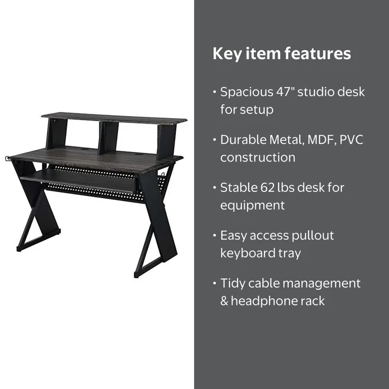 Acme Furniture Annette Black Music Studio Desk with Keyboard Tray