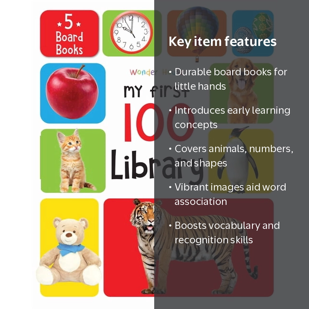 My First 100 Library: Set of 5 Early Learning Board Books for Kids