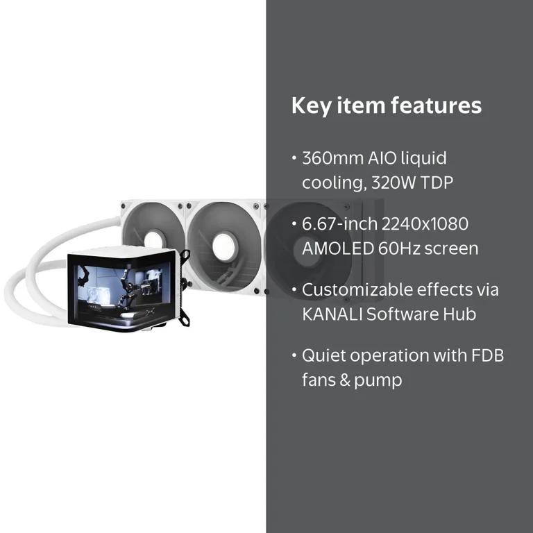 TRYX PANORAMA 360 V1.5 White 360mm AIO 6.5'' AMOLED Curved Screen