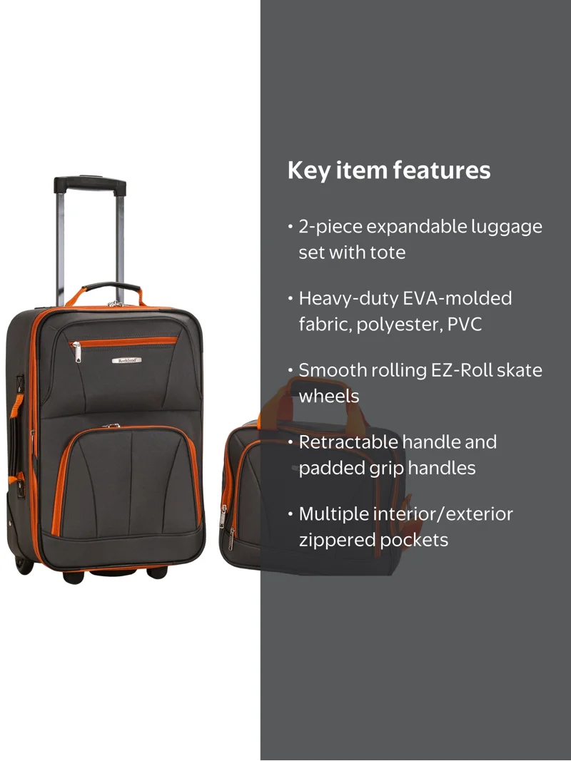 Rockland, Luggage Set, 2-Piece Softside Upright F102, Expandable