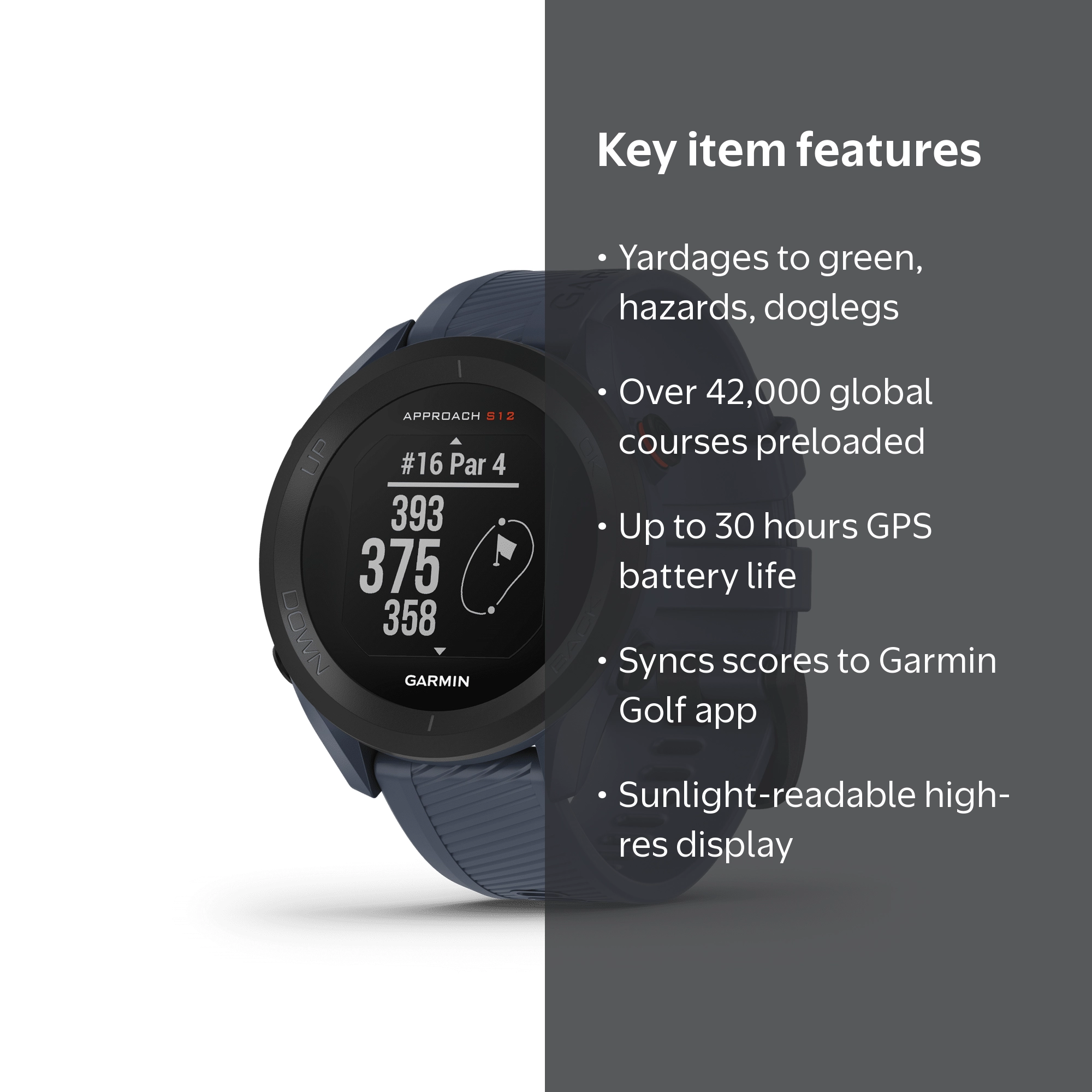 Garmin Approach S12 Golf GPS Watch, Granite Blue - Walmart.com