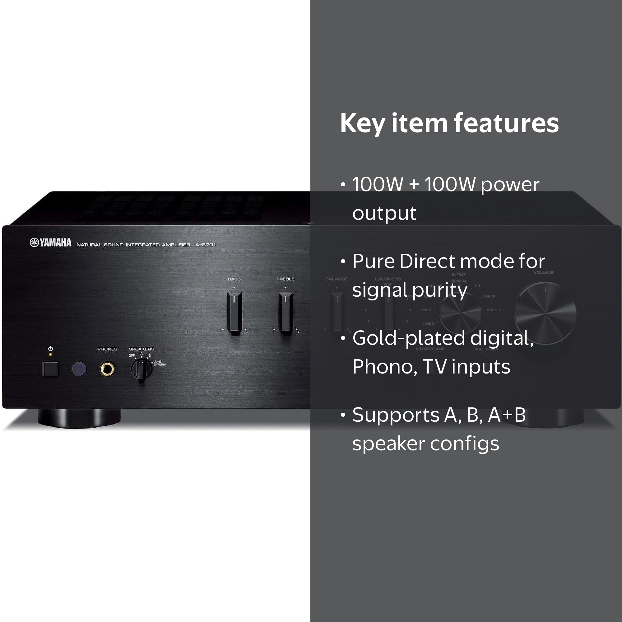 Yamaha A-S701BL Natural Sound Integrated Stereo Amplifier for TV