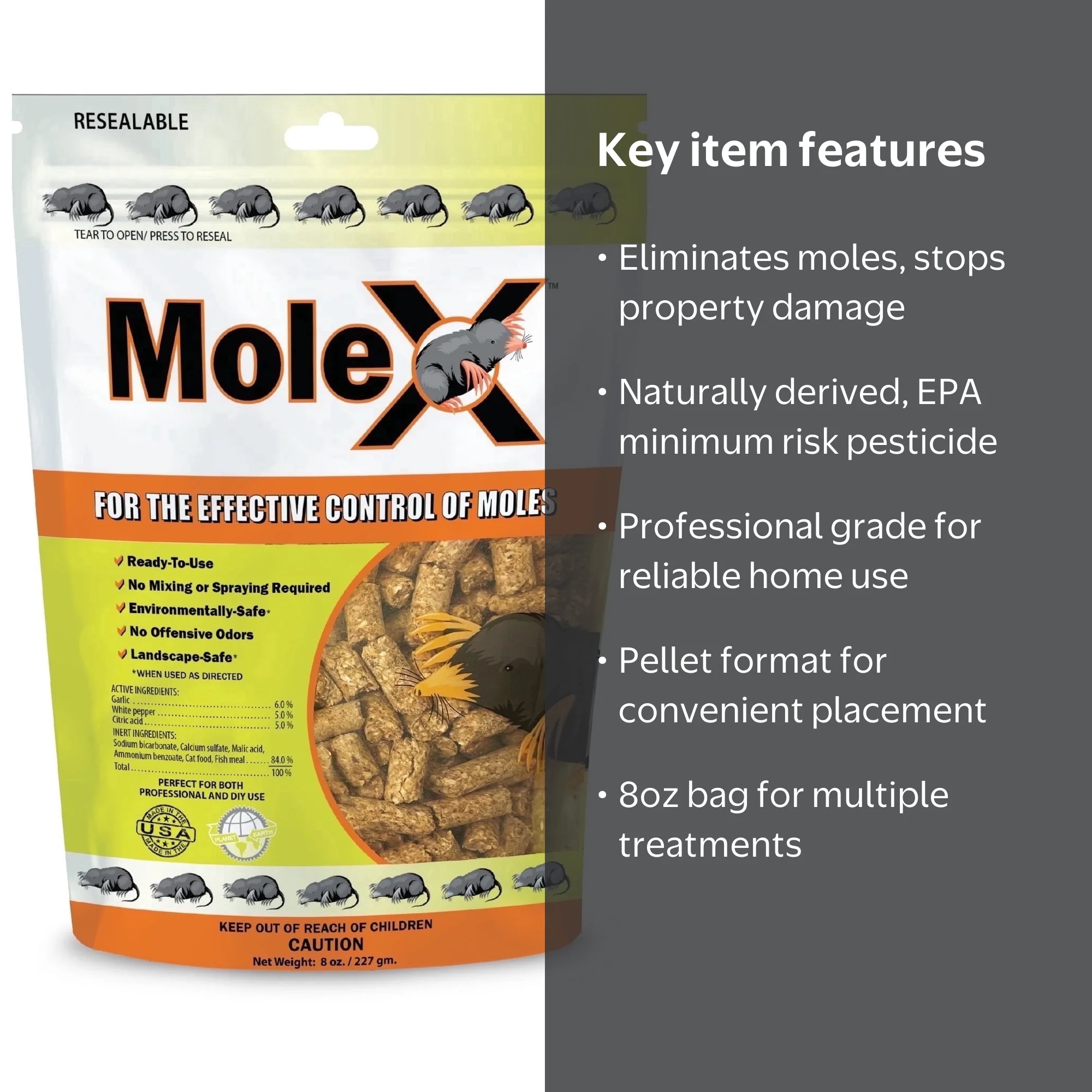 MoleX EcoClear Products - Pest Control Killer Granules, Safe Mole