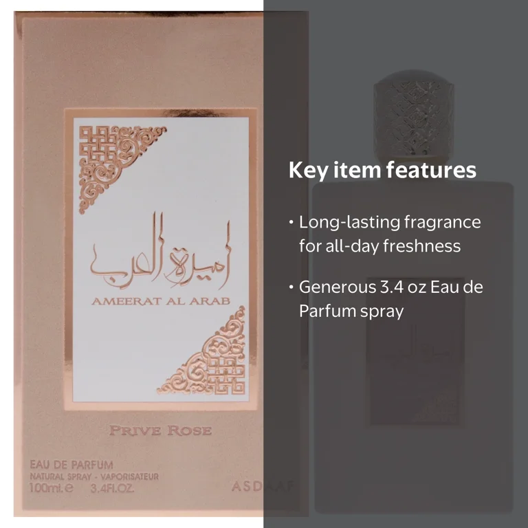 LATTAFA Ameerat Al Arab Prive Rose, 3.4 oz EDP Spray, Floral