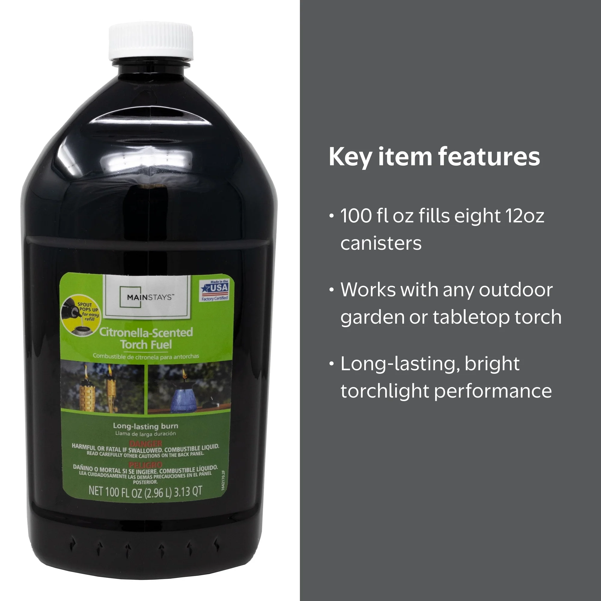 fumi Mainstays Citronella-Scented Clear Torch Fuel for Outdoor Torch
