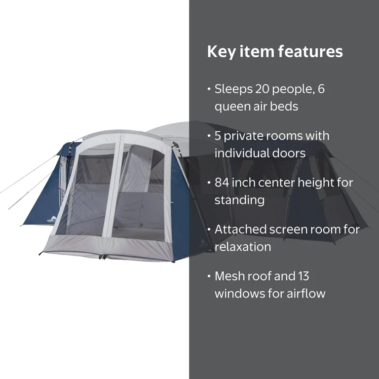 20-Person Star Tent with Screen Room for Camping - Walmart.com