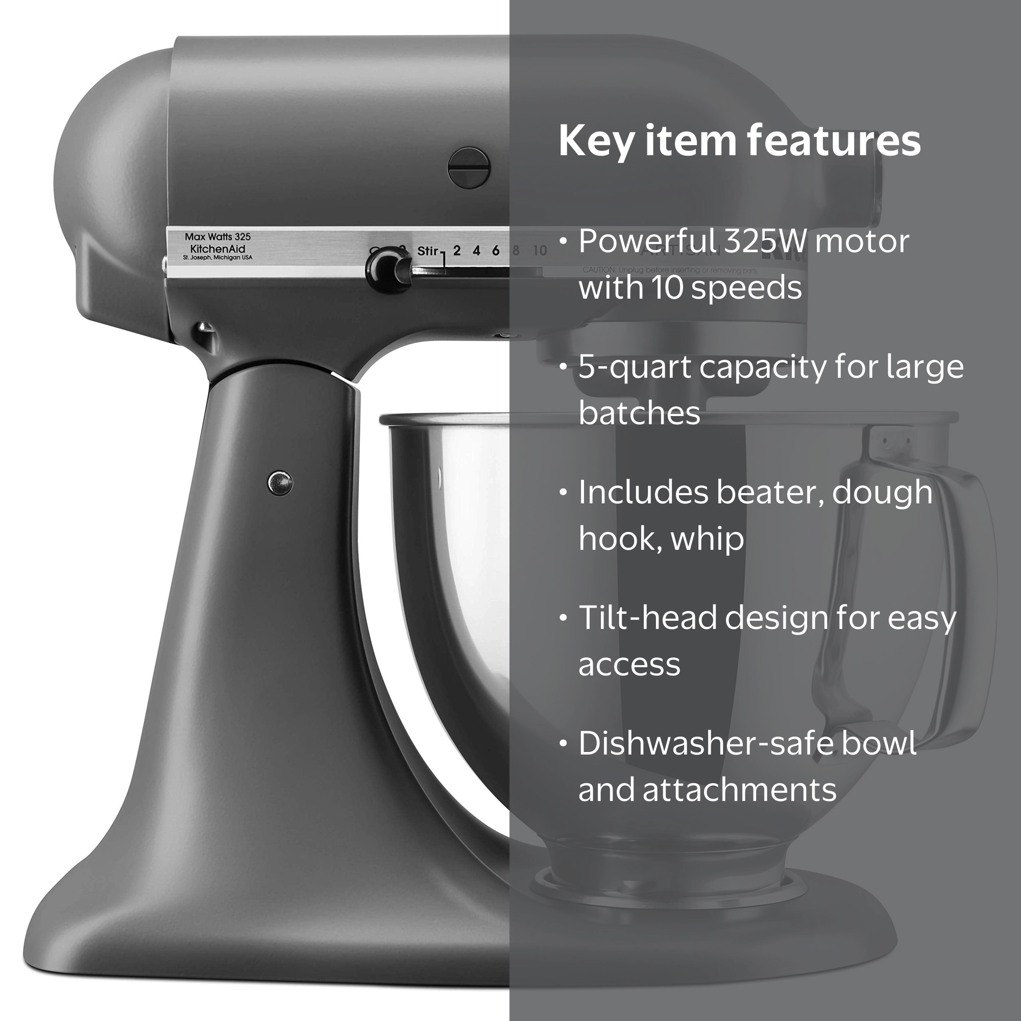 KitchenAid 5-Quart Artisan Tilt-Head Stand Mixer | Matte Gray