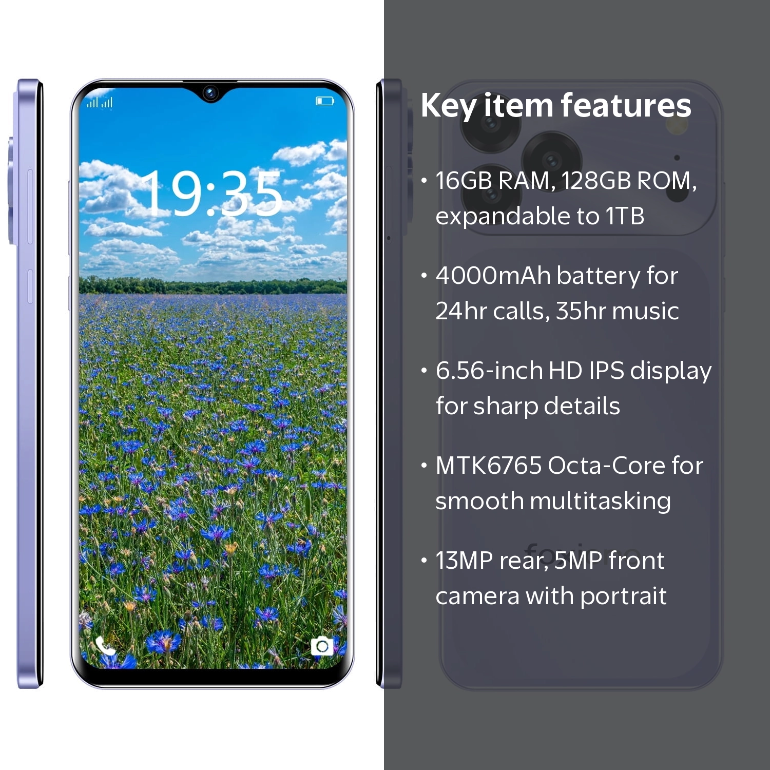 FOXIONO X28 Unlocked Smartphone,16GB+128GB, 6.56